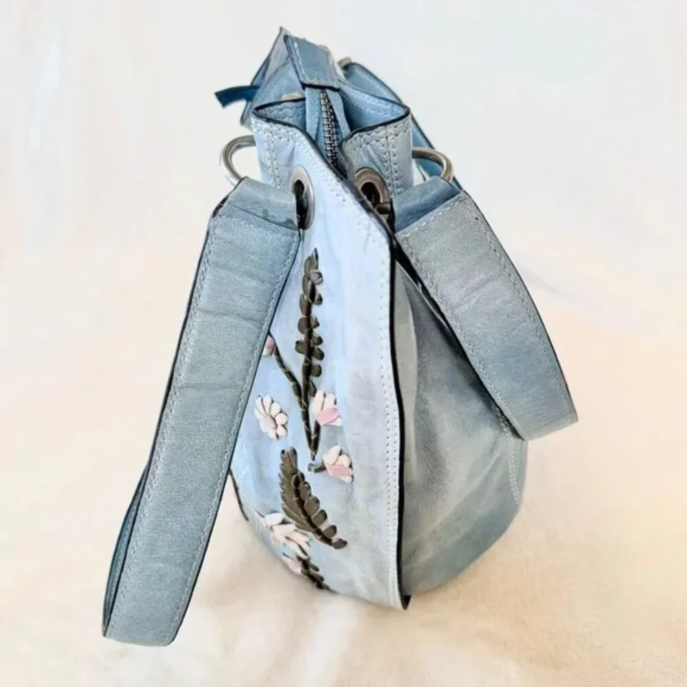 Firenze Bella Floral Leather Hobo Handbag